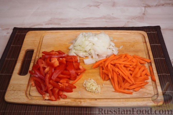 Булгур с мясом и овощами, на сковороде