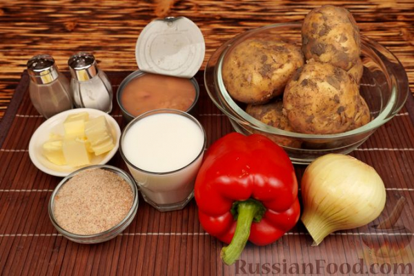 Картофельный рулет с консервированным тунцом и сладким перцем