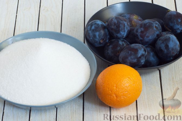 Сливы, перетёртые с апельсином и сахаром, на зиму