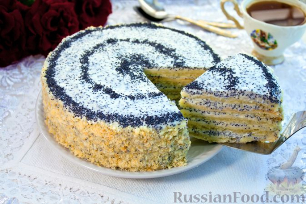 Сметанный торт с маком