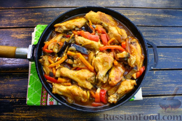 Куриные крылышки с овощами в кисло-сладком соусе