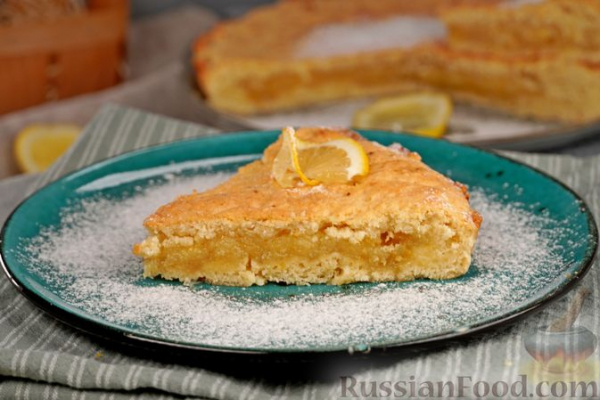 Лимонный пирог из песочного теста на сметане