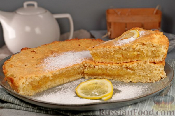 Лимонный пирог из песочного теста на сметане