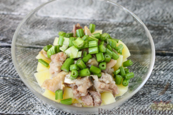Картофельный салат с копчёной скумбрией