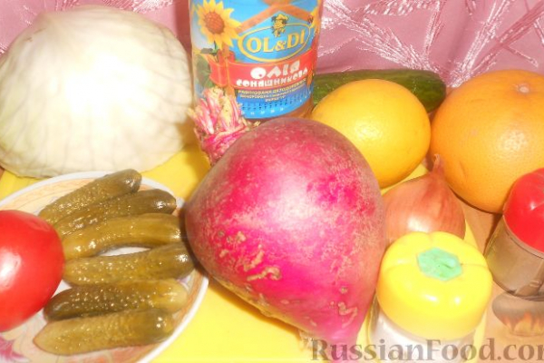 Салат из редьки с капустой и грейпфрутом