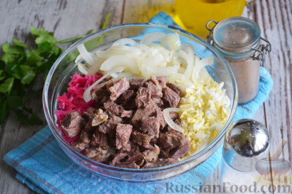 Салат из редьки, с мясом