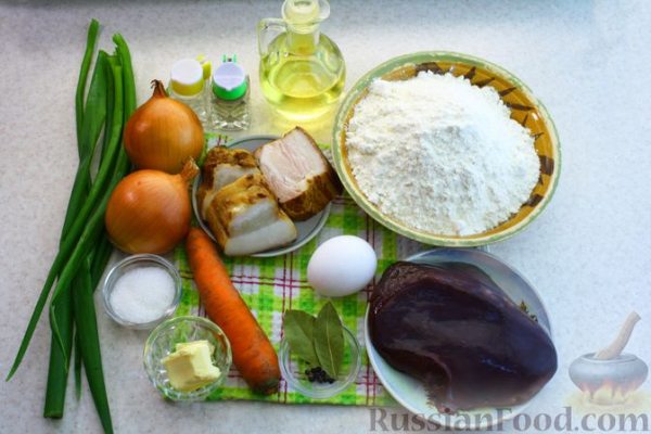 Вареники с печенью и копчёным салом
