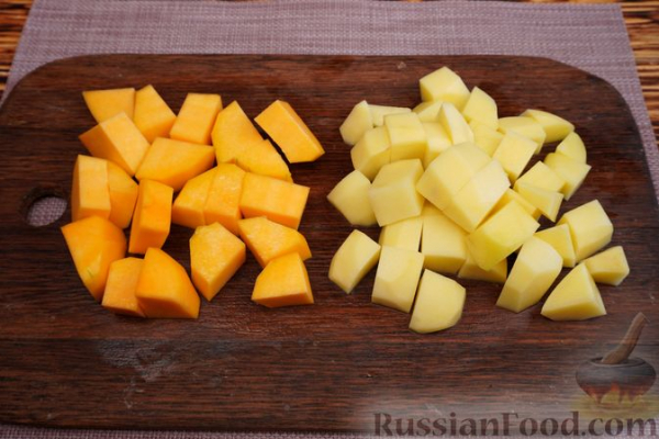 Запечённая курица с картофелем и тыквой