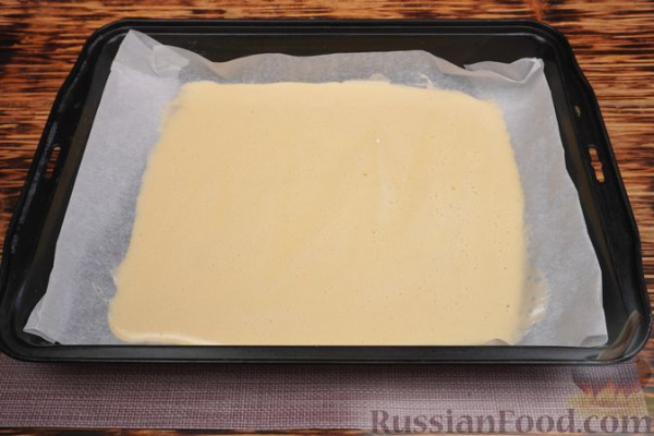 Бисквитный рулет с кокосово-молочным кремом