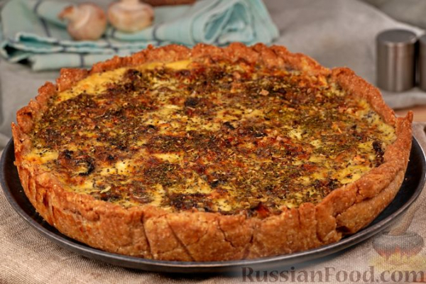 Гречневый киш с творогом, грибами и орехами