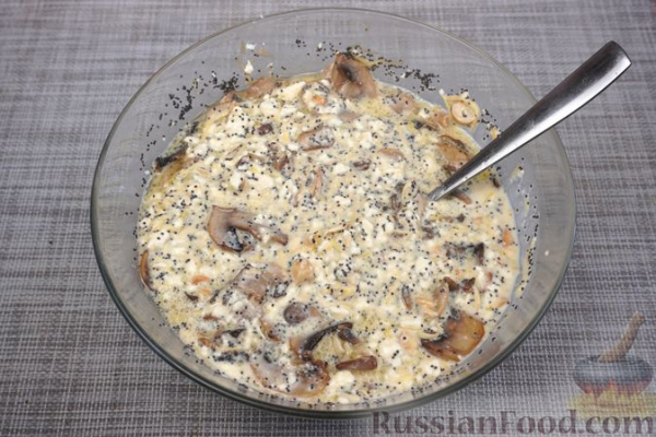 Гречневый киш с творогом, грибами и орехами