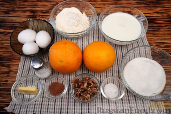 Клафути с апельсинами и грецкими орехами