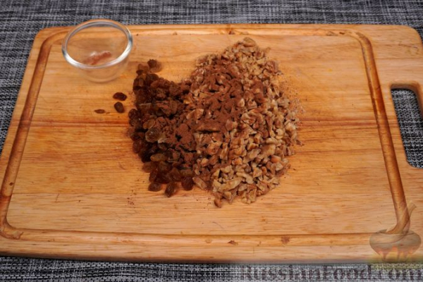Овсяно-рисовый пирог с яблоками, орехами и изюмом, на кефире