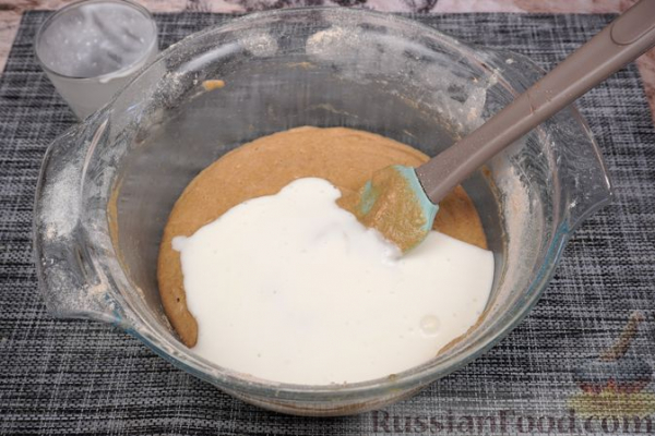 Овсяно-рисовый пирог с яблоками, орехами и изюмом, на кефире