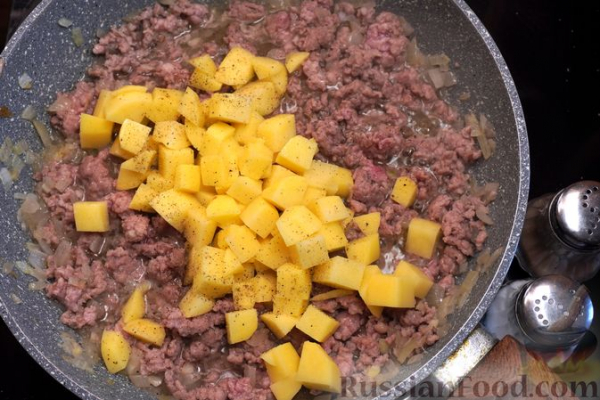 Рагу с фаршем, картошкой, тыквой и фасолью