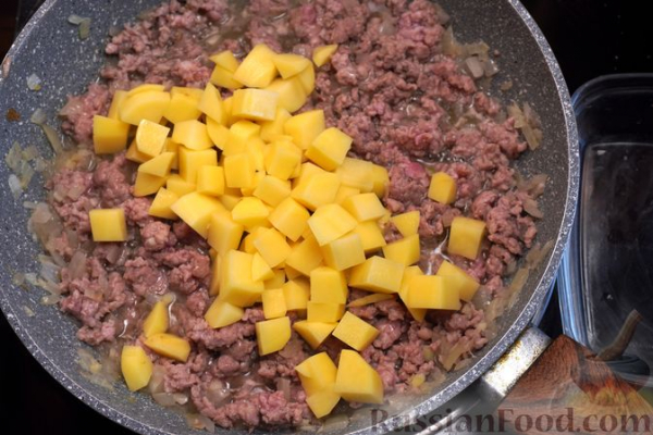 Рагу с фаршем, картошкой, тыквой и фасолью