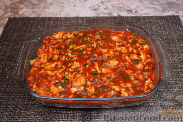 Запеканка из макарон с фаршем, творогом и сыром