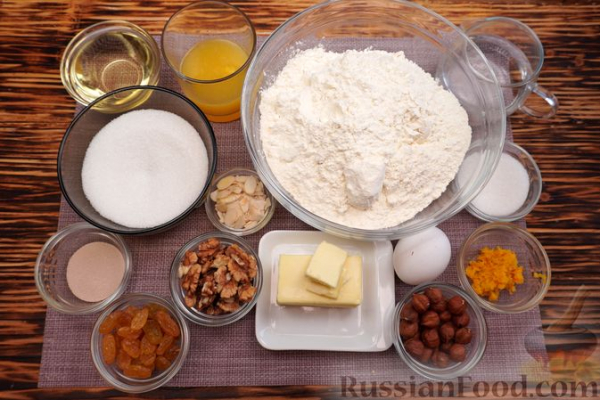 Апельсиновый рождественский калач-краффин с изюмом и орехами