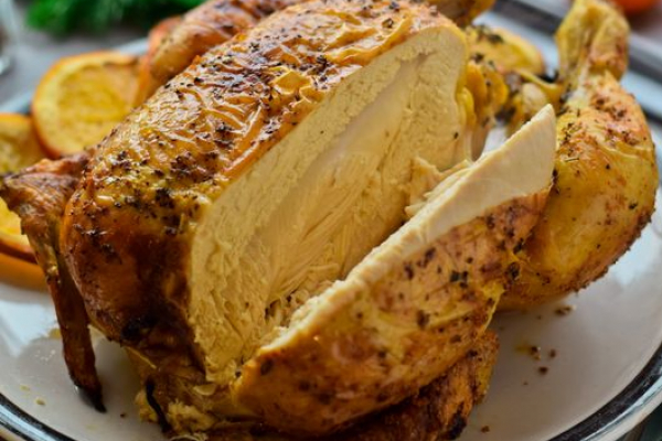 Курица, запечённая с мандаринами и тимьяном
