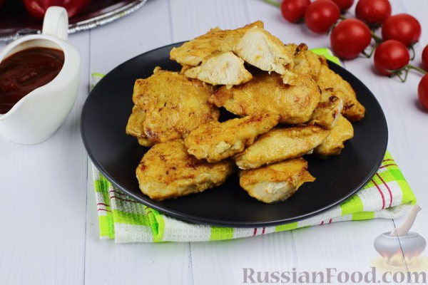 Жареное куриное филе в сметанно-соевом кляре
