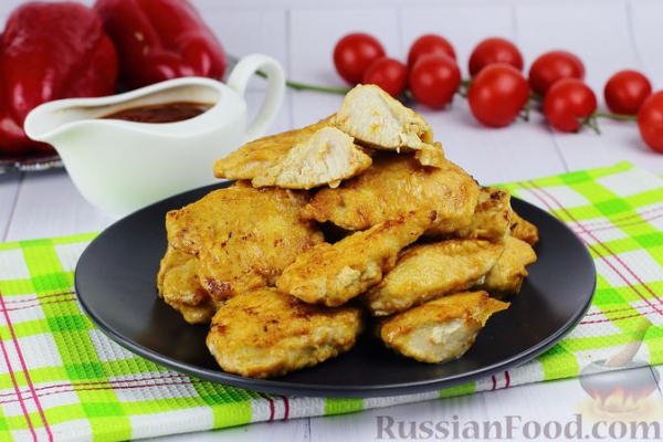 Жареное куриное филе в сметанно-соевом кляре