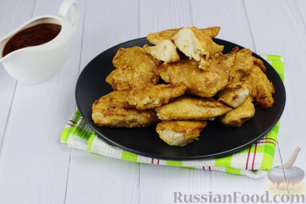 Жареное куриное филе в сметанно-соевом кляре