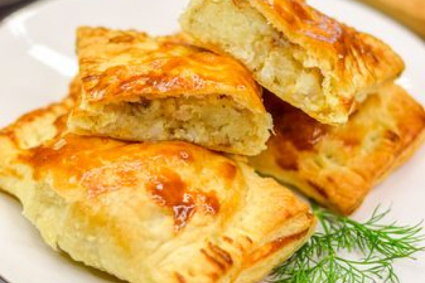 Слоёные пирожки с рыбой и картофелем
