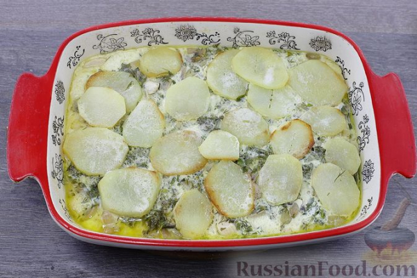 Картофельная запеканка с курицей и шампиньонами