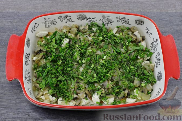 Картофельная запеканка с курицей и шампиньонами