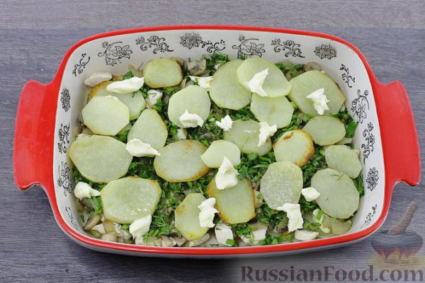Картофельная запеканка с курицей и шампиньонами
