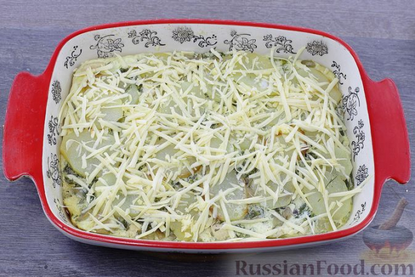 Картофельная запеканка с курицей и шампиньонами