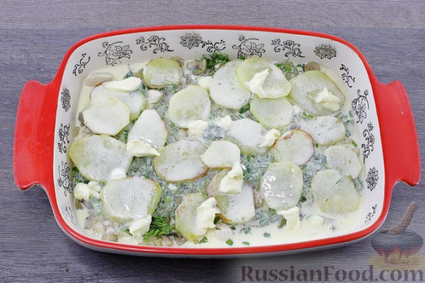 Картофельная запеканка с курицей и шампиньонами