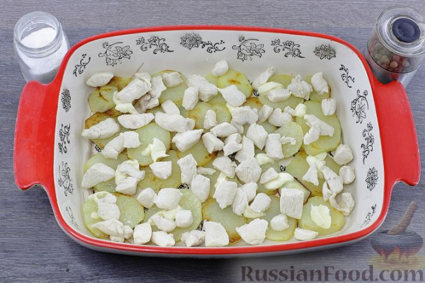 Картофельная запеканка с курицей и шампиньонами
