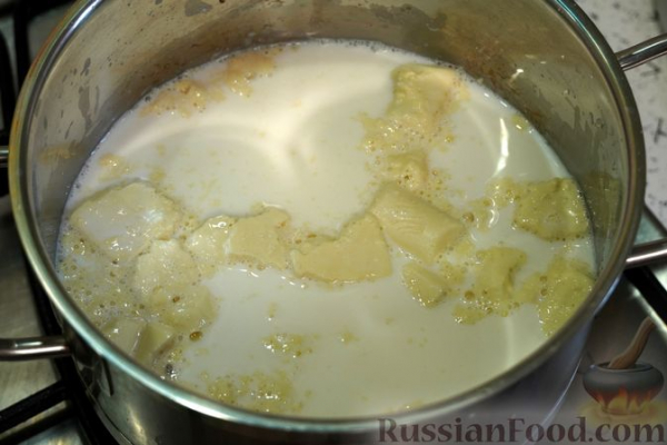 Манная каша с белым шоколадом и вишней