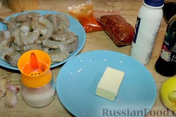 Пикантные жареные креветки с чесноком (на сливочном масле)