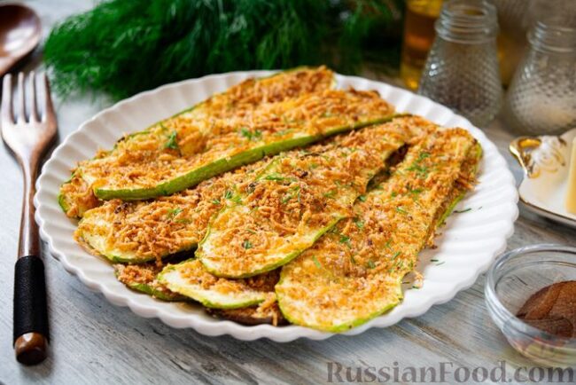 Кабачки, запечённые в сырной панировке Кабачки, запечённые в сырной панировке
